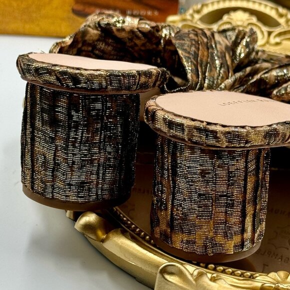 🆕 LOEFFLER RANDALL 🧿 NWOB Emilia Heeled Mules, Metallic Leopard, Sz 7 SAMPLE - Picture 5 of 15